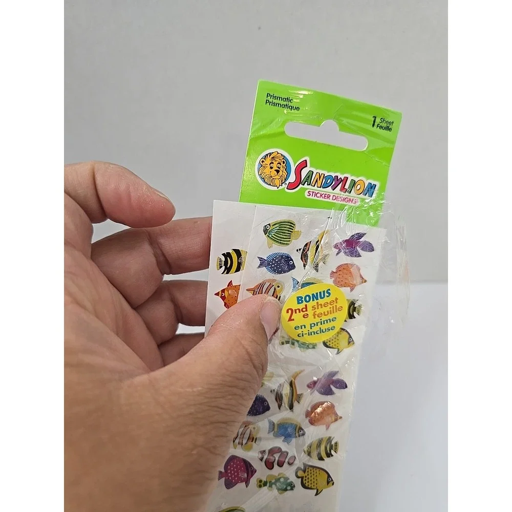Vintage Sandylion Prismatic Tropical Fish Stickers Sealed Sheet Micro Aquarium